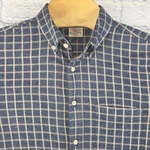 Faherty Brand Men Blue Coastline Knit Twilight Check Button Down Shirt Medium